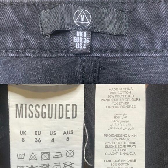 Missguided Denim Skirt Black Size 4 Mirco Mini Bratz High Waisted Shark Bite - Picture 7 of 7